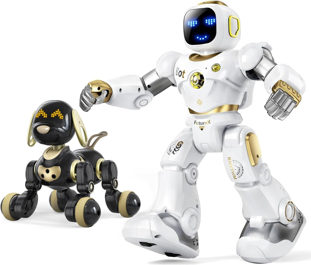 Ruko 1088 Gold Smart Robot y 18011 Negro Oro Robot Perro Juguete para Niños