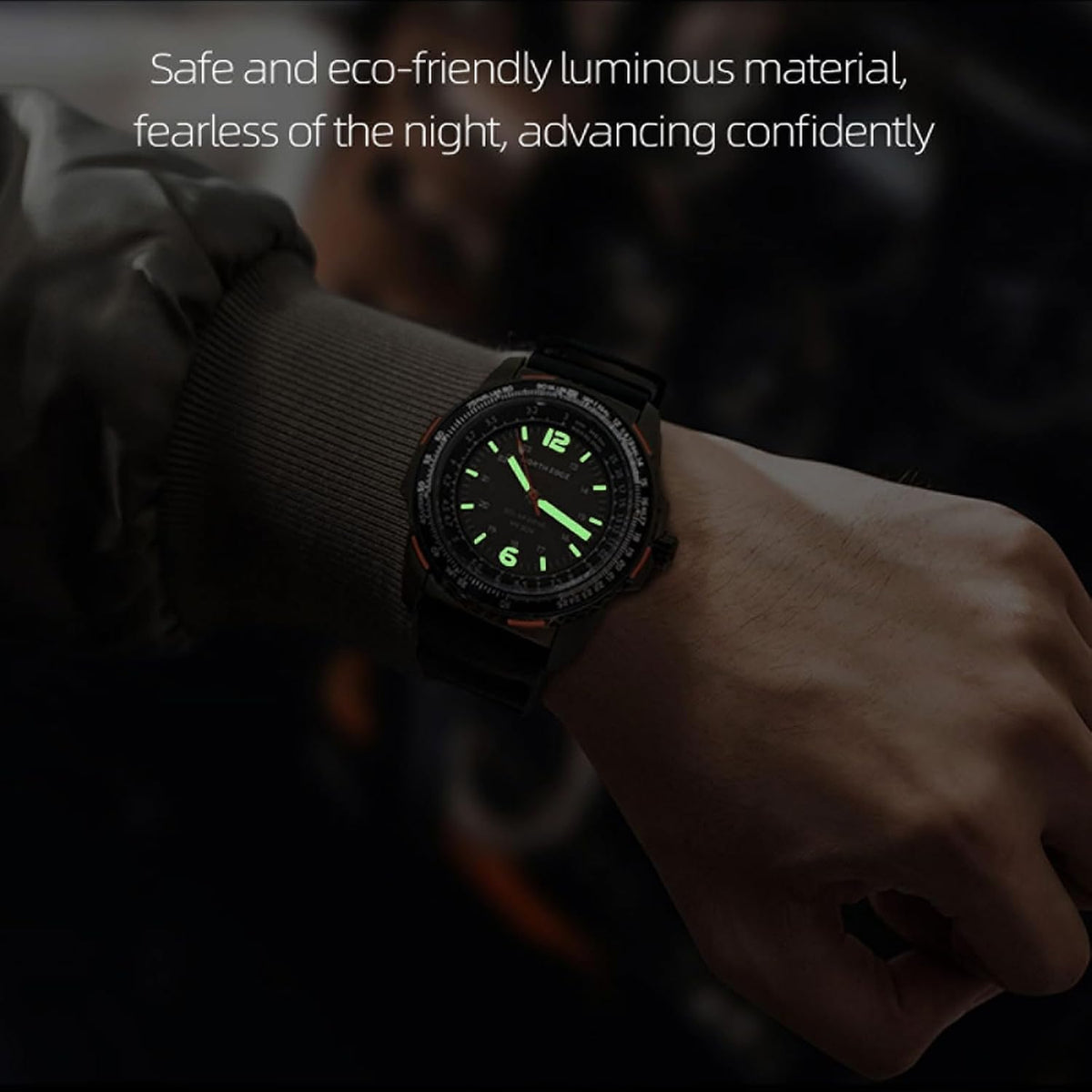 Reloj de piloto con energía solar Photon para hombre, reloj deportivo militar, 5ATM/164FT a prueba de agua, manecillas luminosas, bisel giratorio, correa de silicona