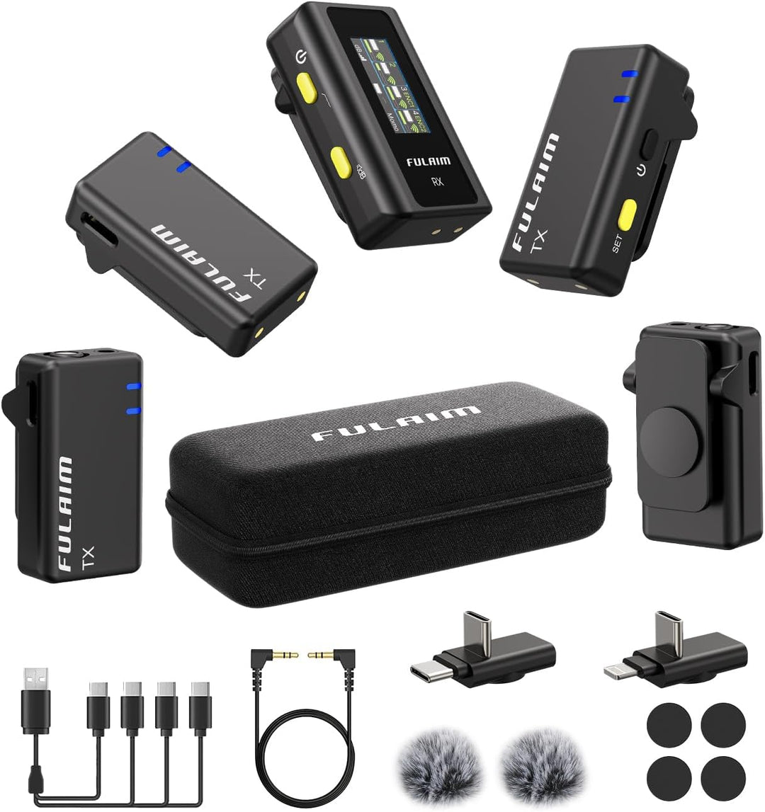 FULAIM Micrófonos Lavalier inalámbricos X6 con 4 transmisores para...