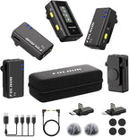 FULAIM Micrófonos Lavalier inalámbricos X6 con 4 transmisores para iPhone, iPad, Android
