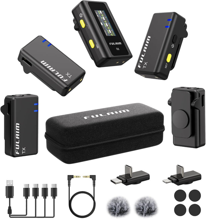 FULAIM Micrófonos Lavalier inalámbricos X6 con 4 transmisores para...