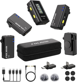 FULAIM Micrófonos Lavalier inalámbricos X6 con 4 transmisores para...