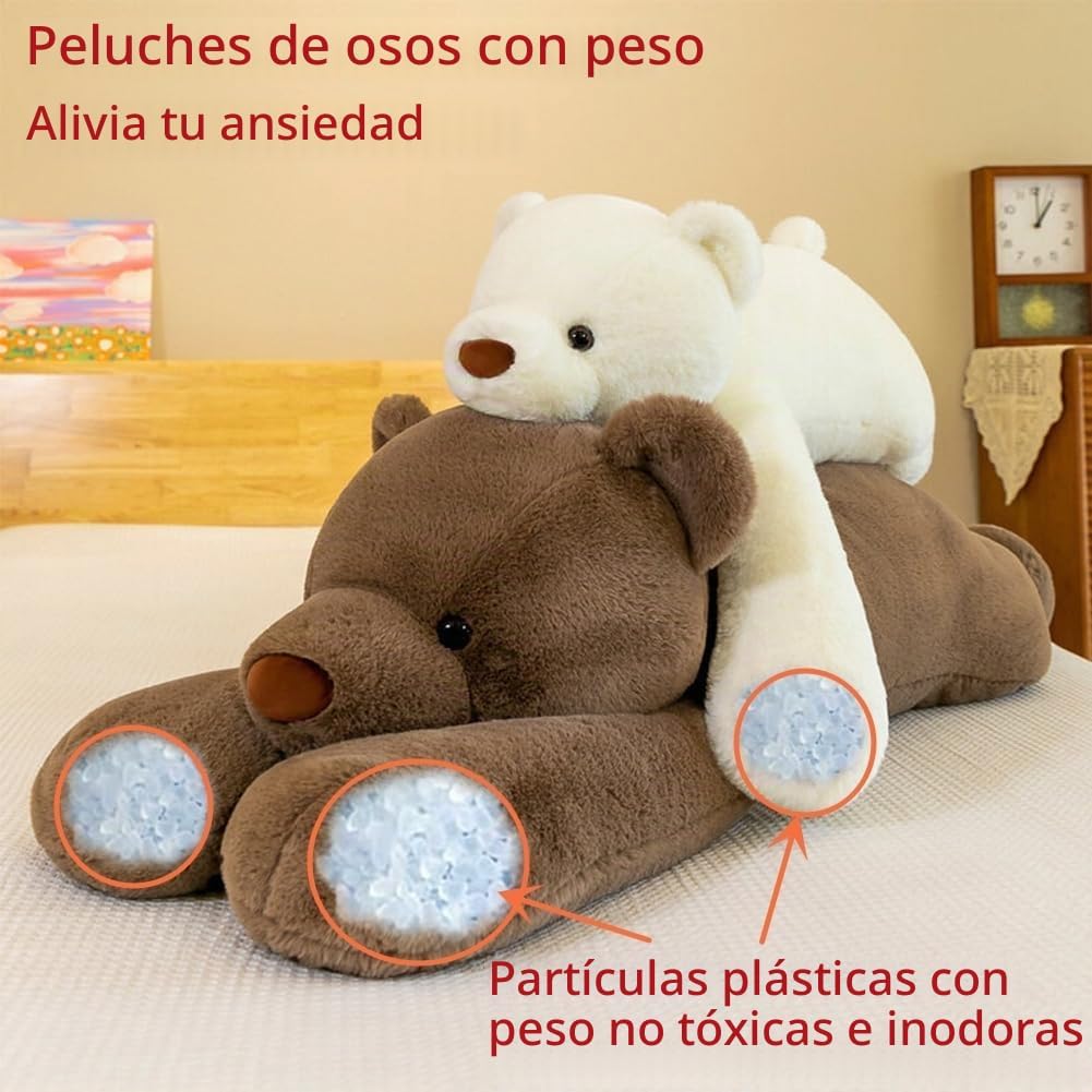 SNOWOLF Almohada de Peluche con Peso, Oso Blanco de 23.6", Súper Lindo Peluche Kawaii de Oso Polar para Abrazar, Juguetes Regalos para Niños, Niñas y Adultos, 60cm