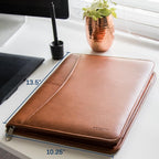 Cossini portafolio comercial / portadocumentos de cuero PU premium con cierre y funda interior para tableta de 10.1 pulgadas (Incluye: pad de escritura, calculadora, lapicera y eBook)