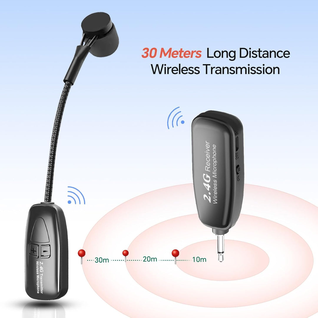 Micrófono Inalámbrico para Saxofón, Micrófonos de Clip de 2.4GHz, S...