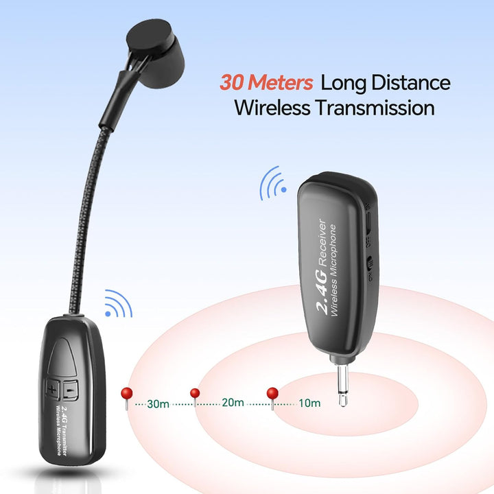 Micrófono Inalámbrico para Saxofón, Micrófonos de Clip de 2.4GHz, S...