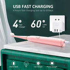 Cepillo de dientes eléctrico sónico, recargable por USB, potente cepillo de dientes de limpieza sónico con 6 modos, 5 cabezales de cepillo + 1 cabezal de cepillo de limpieza facial + 1 cabezal