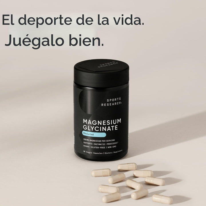 Sports Research® Glicinato de magnesio - Apoya el sueño reparador y...