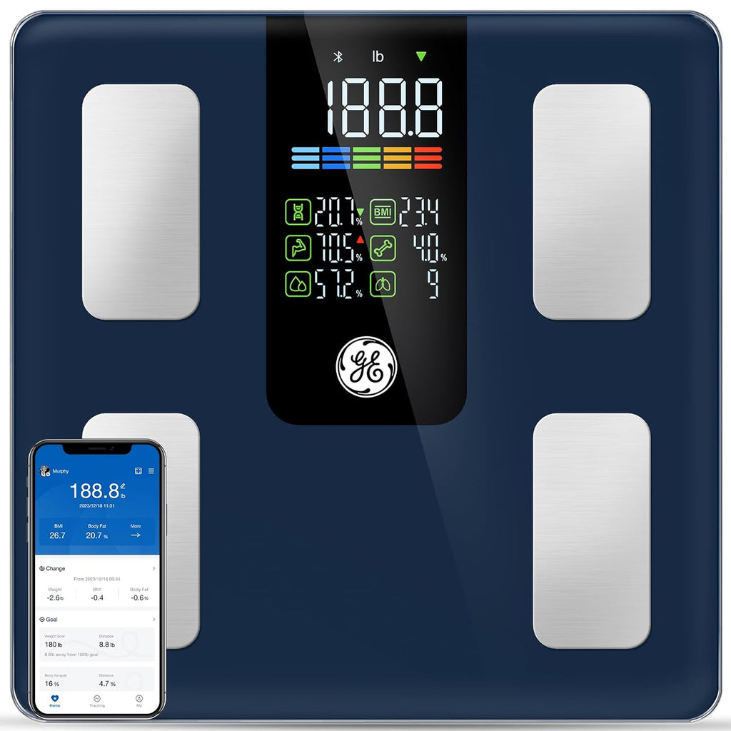 GE Báscula inteligente para composición corporal, peso, IMC, 500 libras