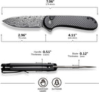 CIVIVI Elementum II Cuchillo de bolsillo plegable, hoja de Damasco de 2.96