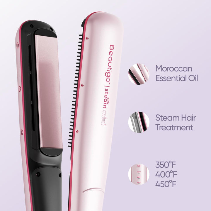 Beautigo Plancha plana de cerámica con infusión de vapor profesiona...