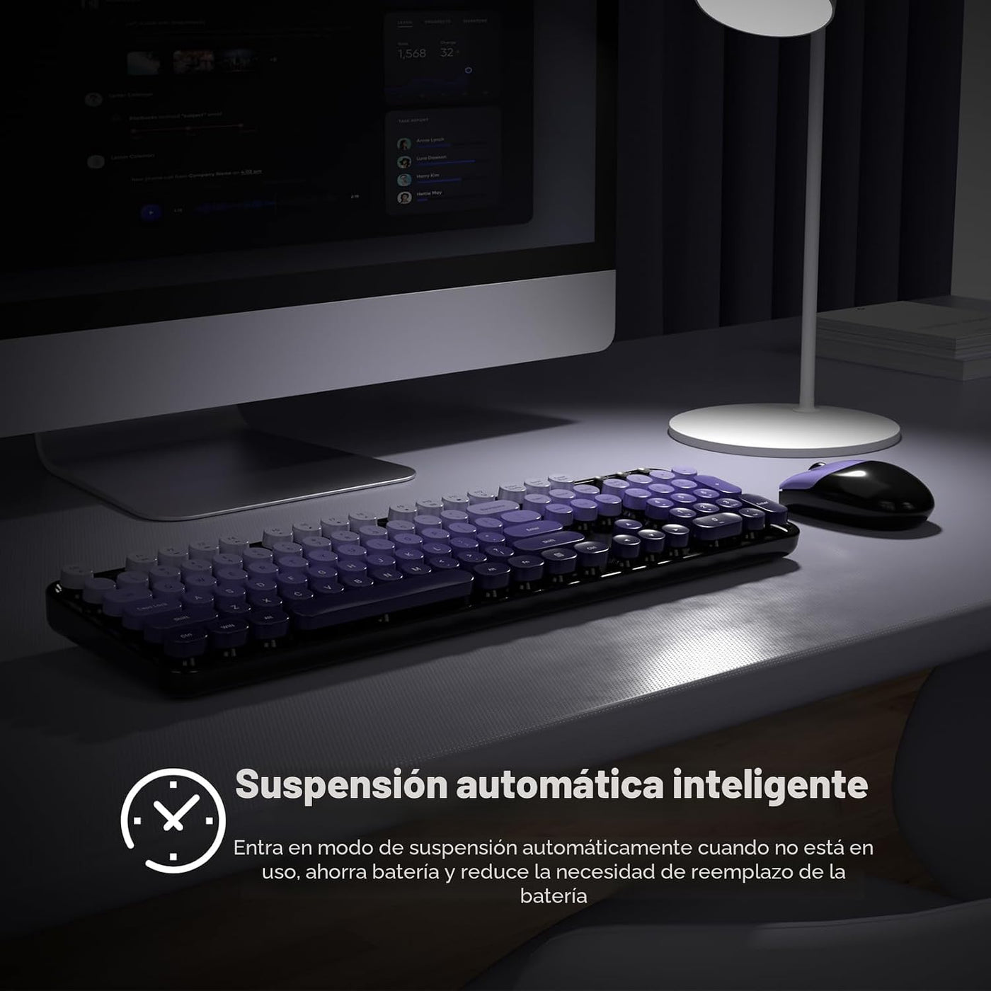 SQMD Combo de teclado y mouse inalámbricos, teclado retro de tamaño...