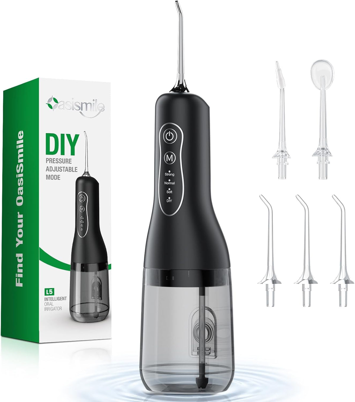 OasiSmile Flosser de agua inalámbrico L5, presión ajustable de bricolaje