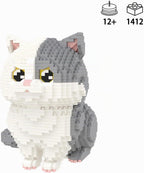 Larcele Juego de micro bloques de construcción, mini ladrillos de juguete de construcción para mayores de 12 años, 1412 piezas KLJM-05 (Munchkin Cat-Grey)