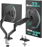 WALI Brazo de monitor doble ajustable para pantallas de 13 a 32 pulgadas