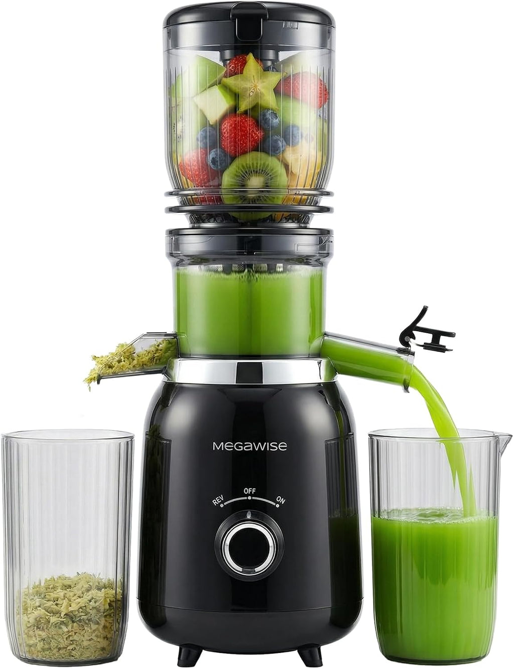 MEGAWISE Juicer frío de la prensa, 800W lento que mastican el Juicer para