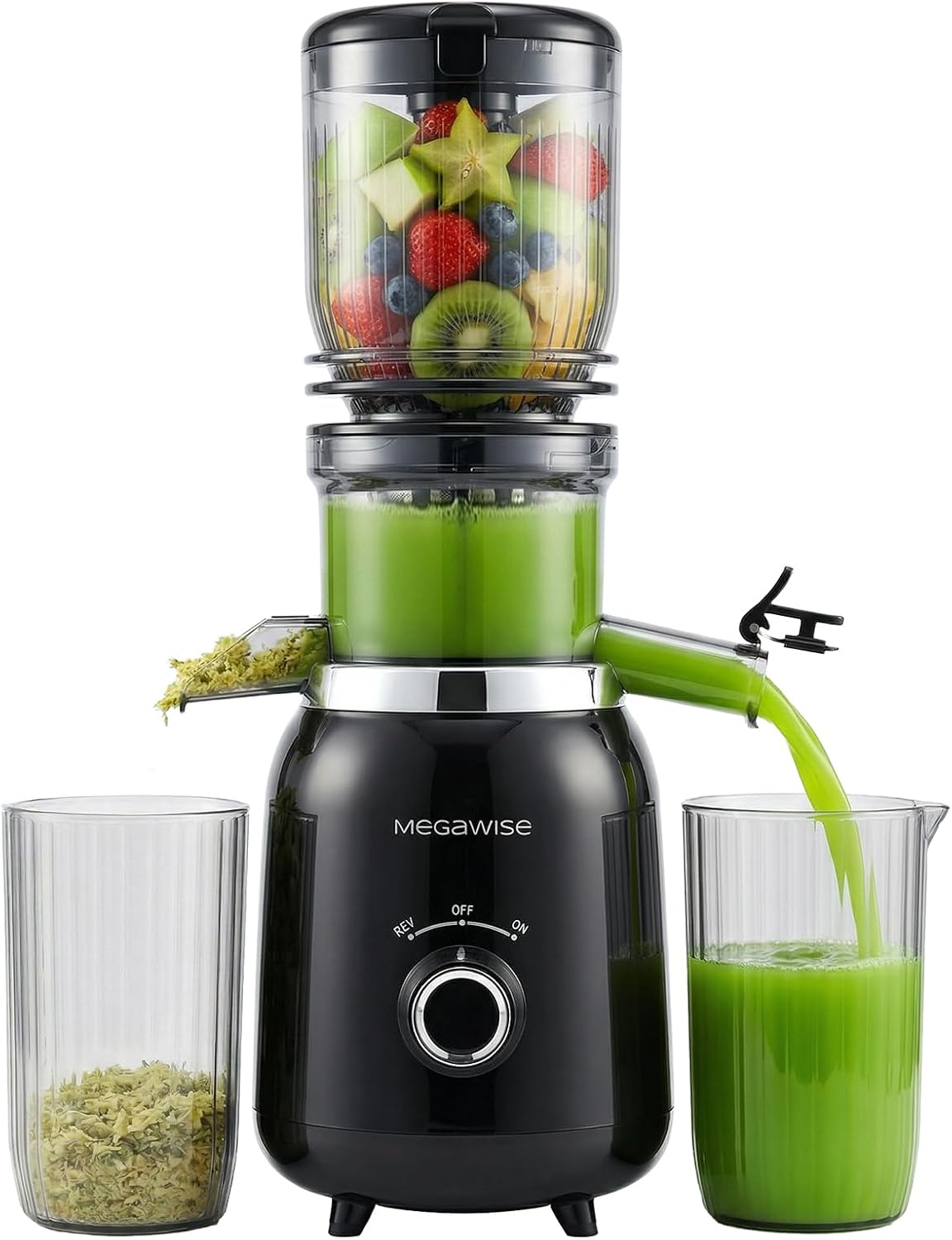 MEGAWISE Juicer frío 800W de la prensa, rendimiento lento del jugo que