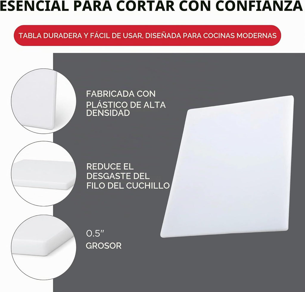 Winco Tabla de cortar, 18 x 24 x 1/2 pulgadas, color blanco, 18" x 24"