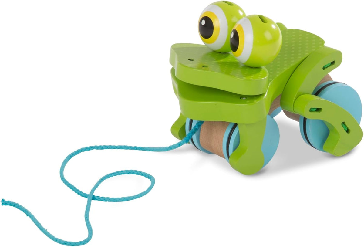Melissa & Doug First Play - Juguete de madera Rana traviesa para jalar