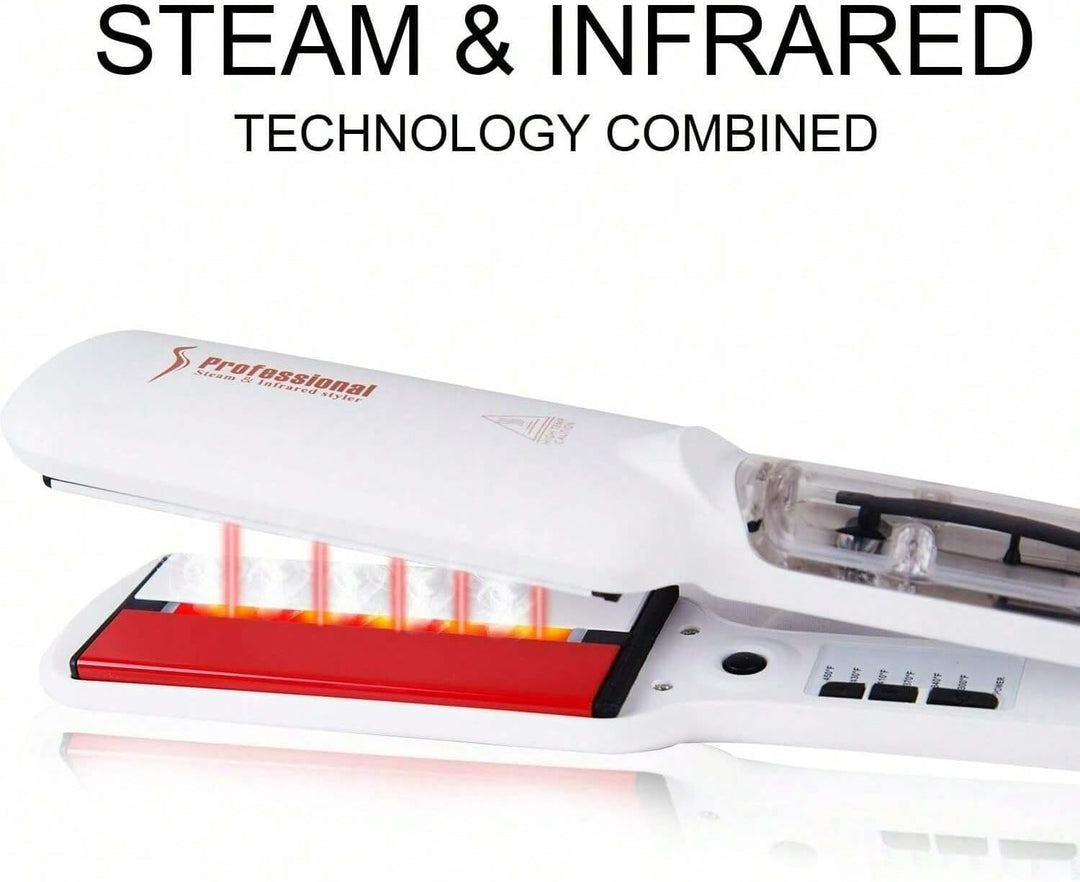 Plancha de pelo profesional de vapor, plancha plana de cerámica inf...