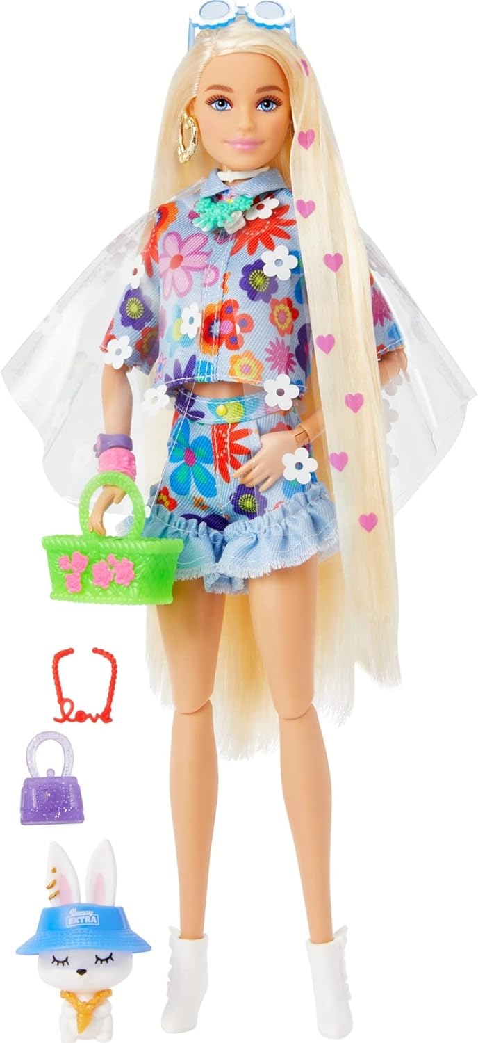 Barbie Muñeca extra y accesorios con pelo rubio extra largo con tra...