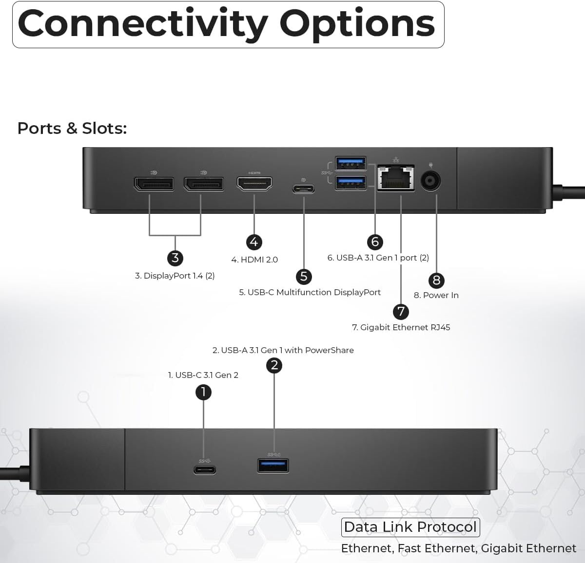 WD19DCS - Estación de acoplamiento Dell con monitor doble, pantalla 4K, base de rendimiento USB-C con adaptador de 240 W, HDMI Anyhdd, DisplayPort, cables USB-C y tela (nuevo)