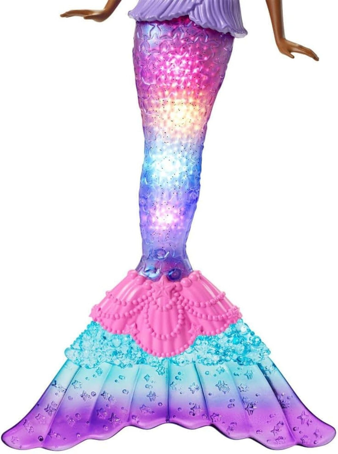 Muñeca de sirena Barbie con cola que se ilumina con luz brillante a...