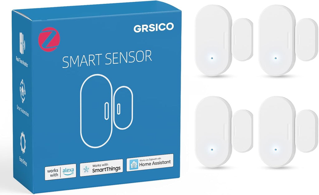 Sensor de puerta Zigbee, 4 unidades, sensor de contacto inteligente para la