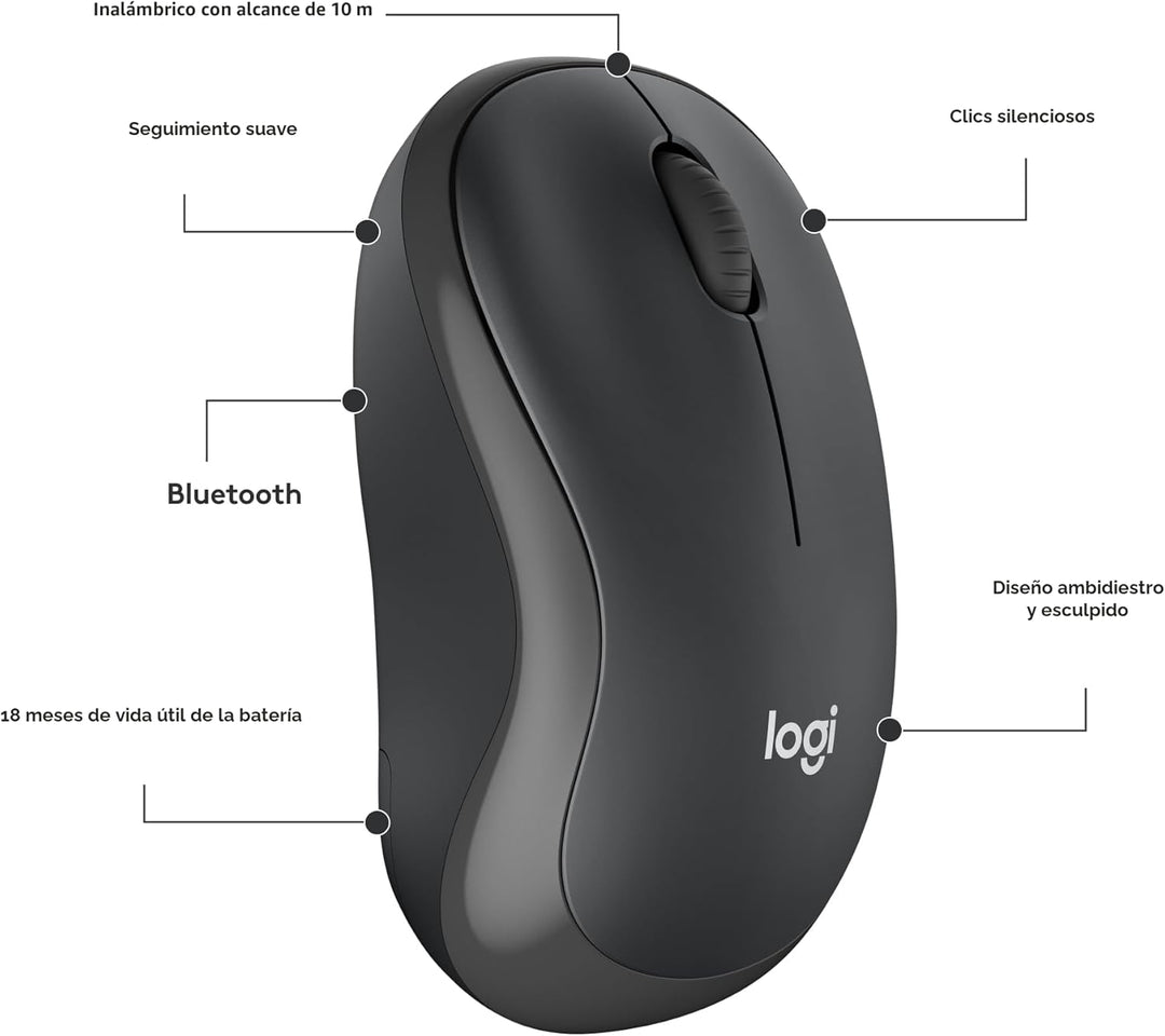 Logitech M240 - Ratón Bluetooth silencioso, inalámbrico, compacto,...