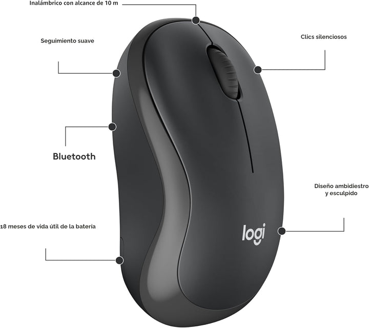Logitech M240 - Ratón Bluetooth silencioso, inalámbrico, compacto,...