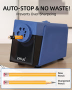 Sacapuntas eléctrico, resistente para aula, 0.236-0.472 in, azul