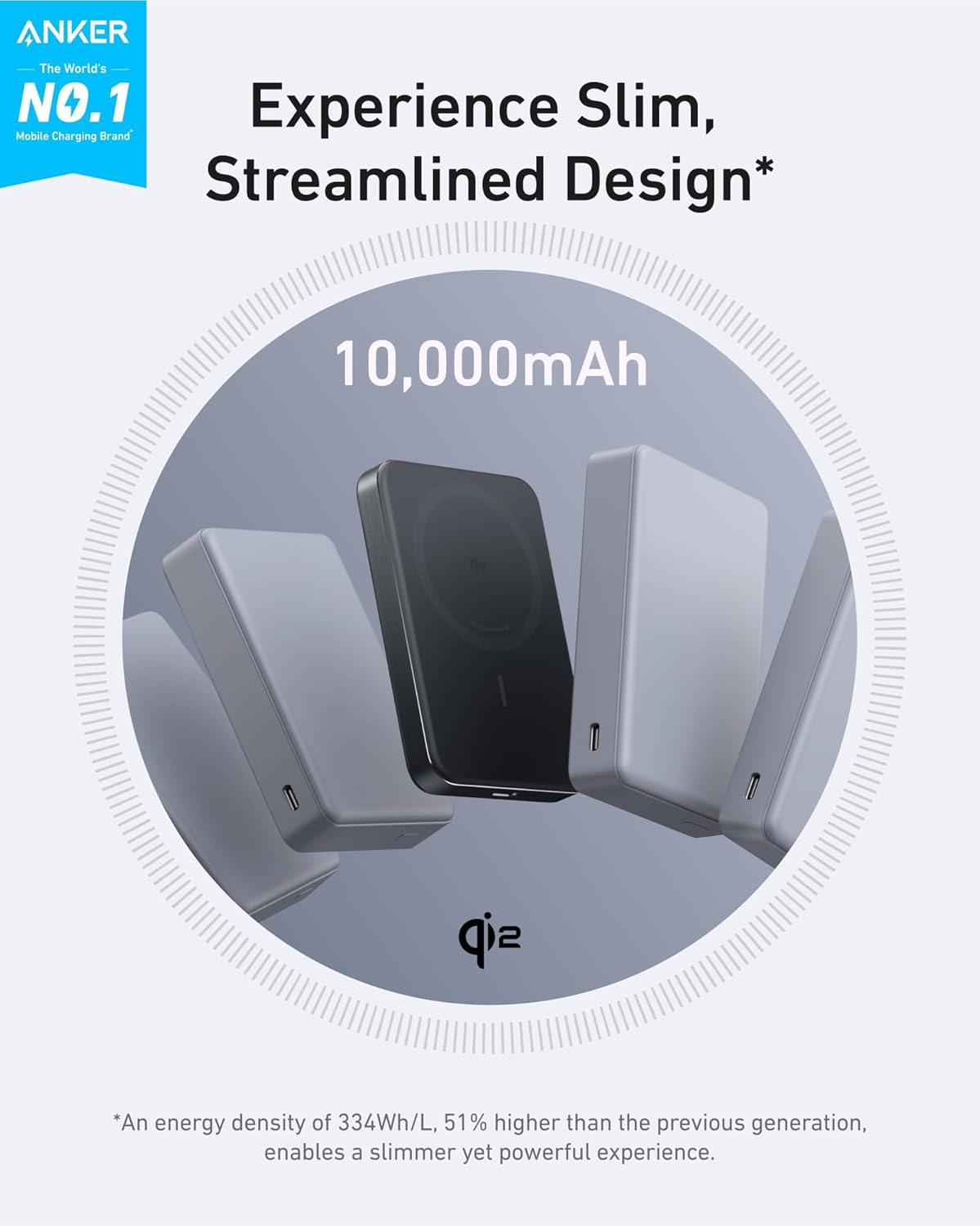 Anker MagGo Power Bank, batería magnética ultradelgada de 10,000 mA...