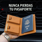 Kings Loot Cartera de pasaporte con soporte para AirTag, coñac