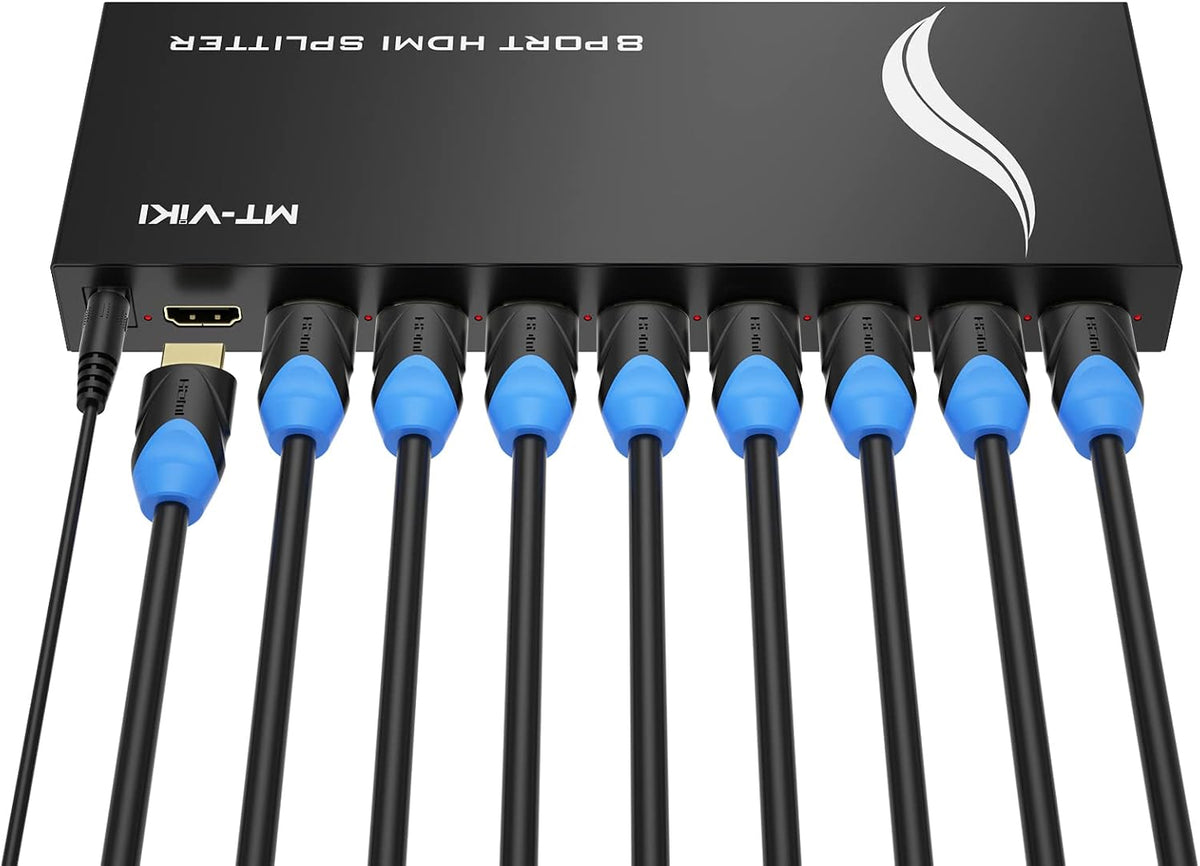 MT-ViKI Divisor HDMI de 1 en 8 salidas, 8 puertos HDMI Duplicador de señal compatible con 4K @30Hz, transmisión de larga distancia para sala de conferencias, iglesia, aula, exhibición minorista
