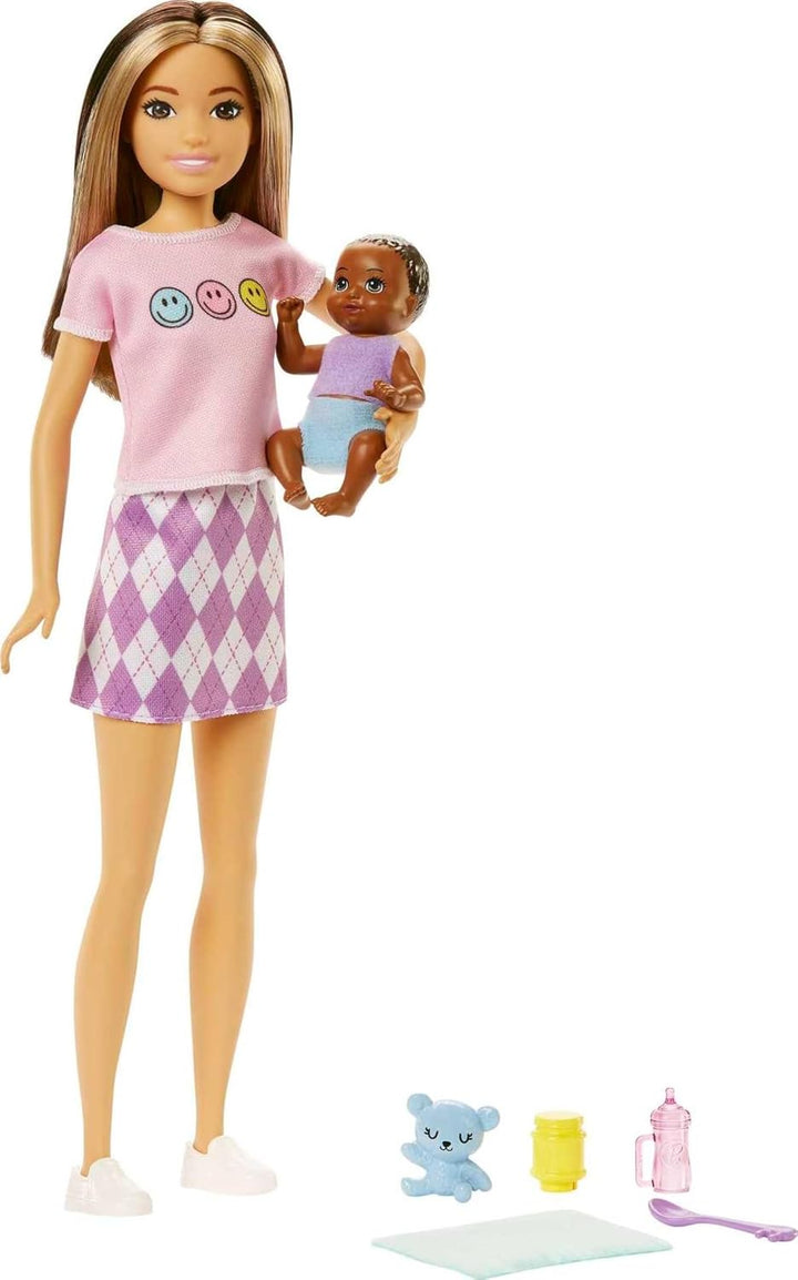 Muñecas Barbie y accesorios, muñeca Skipper (cabello bicolor) con f...