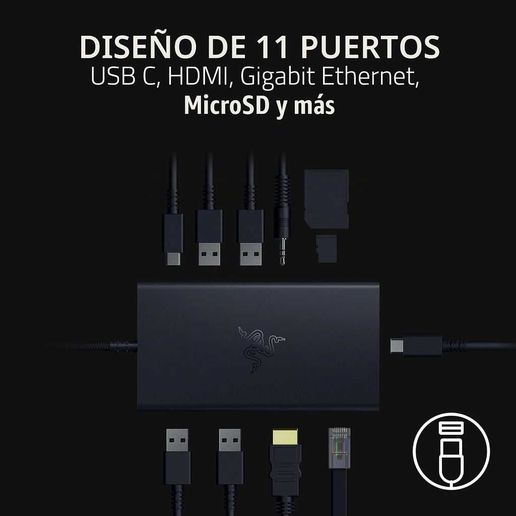 Razer Estación de carga de viaje USB-C Dock de 11 puertos para Windows, Mac