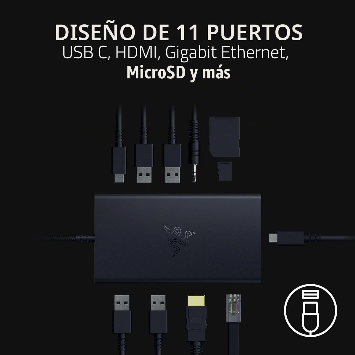 Razer Estación de carga de viaje USB-C Dock de 11 puertos para Windows, Mac