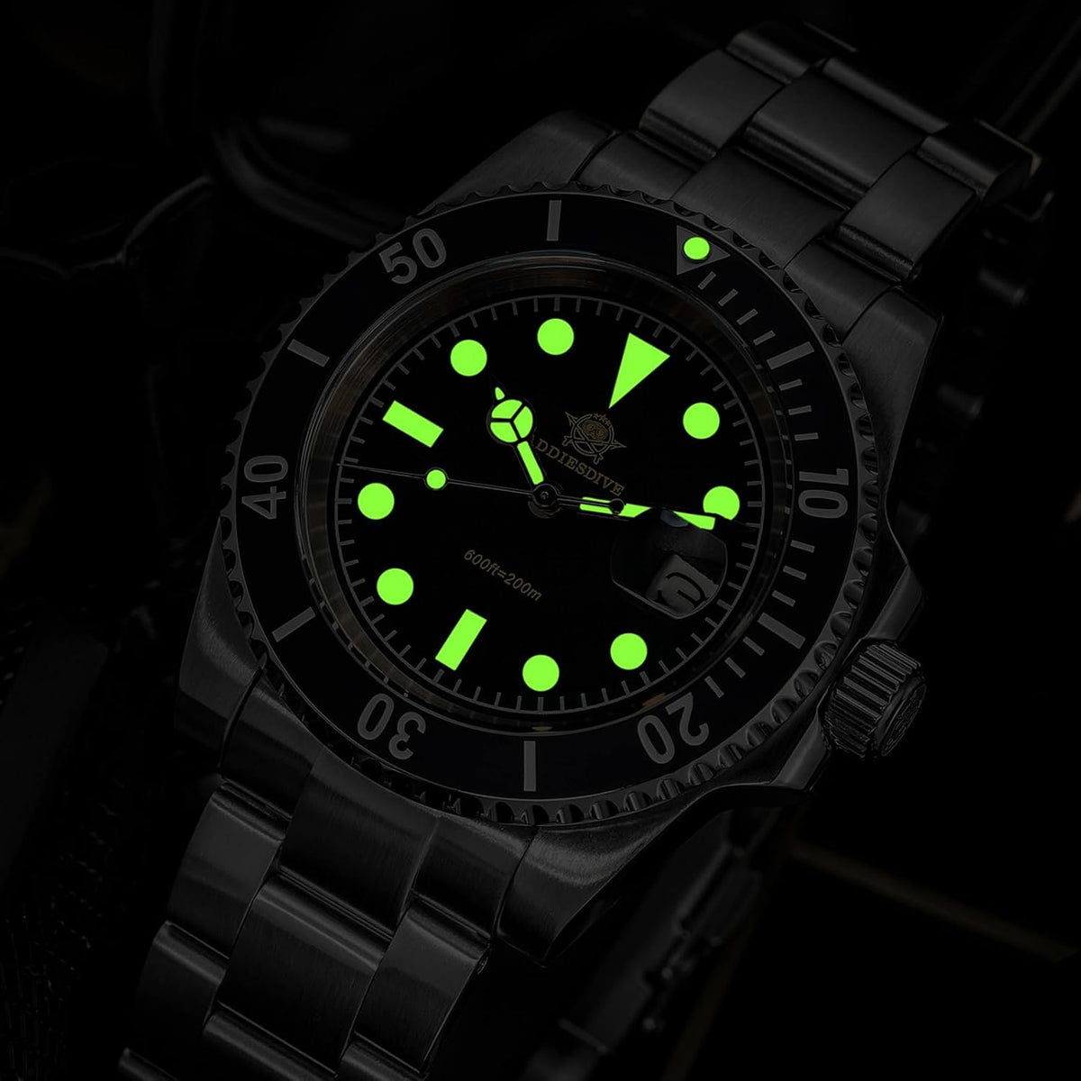 ADDIESDIVE Reloj de Cuarzo para Hombre de 41mm, Correa de Acero Inoxidable, Reloj de Buceo