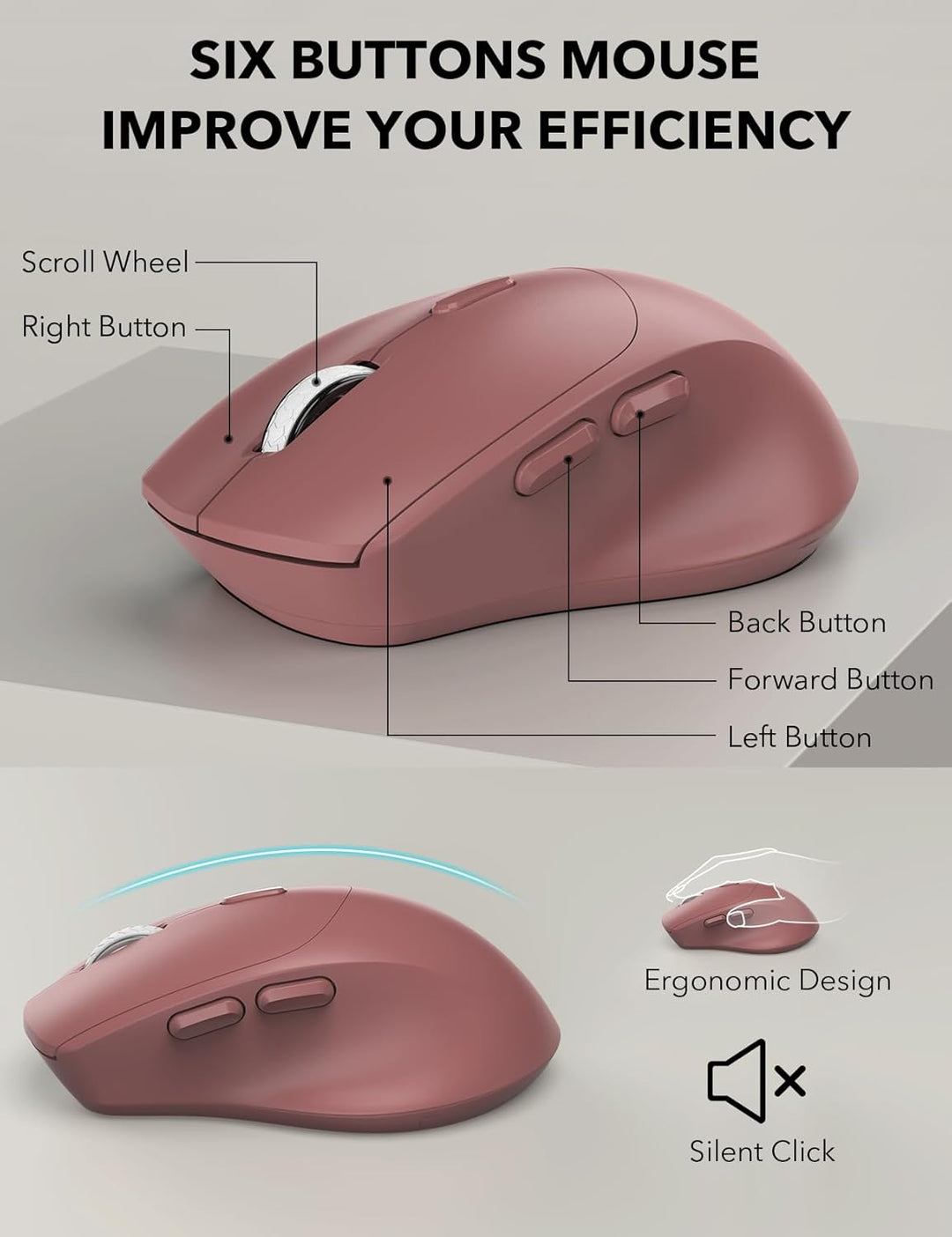 Combo de teclado y ratón inalámbrico - Teclado ergonómico de tamaño...