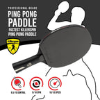 Killerspin Stilo7 SVR - Raqueta de ping pong, raqueta de tenis de mesa de nivel de rendimiento con tecnología de carbono, funda de libro de memoria, color negro