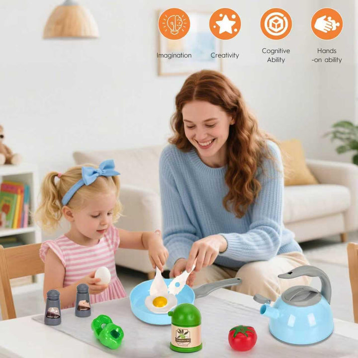 Juego de 90 accesorios de cocina, cocina de simulación con ollas, s...