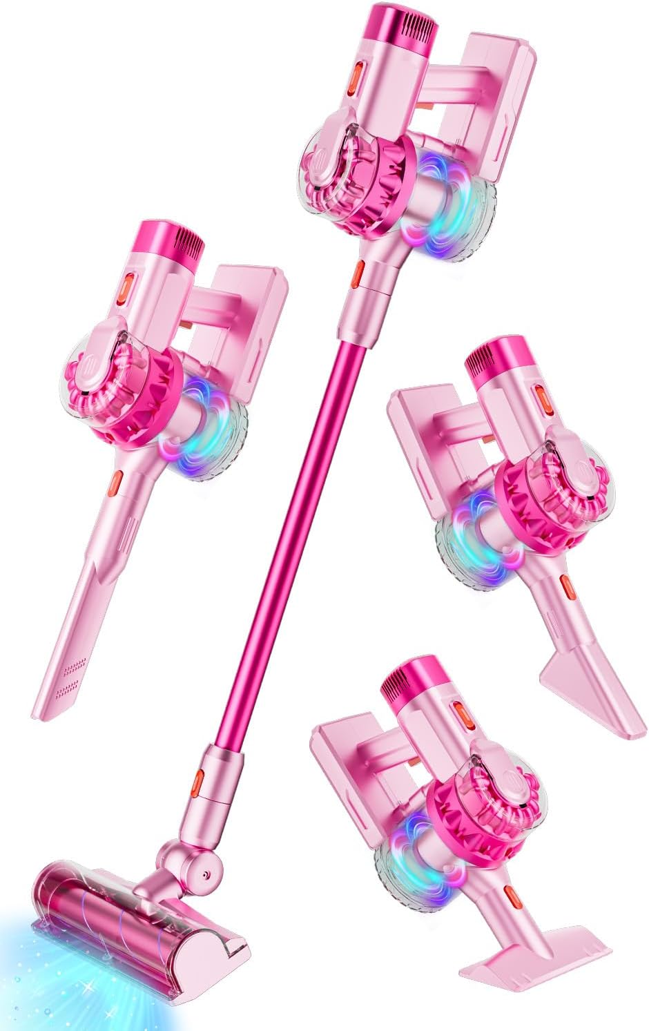 Aspirador de juguete 4 en 1 para niños pequeños (rosa)