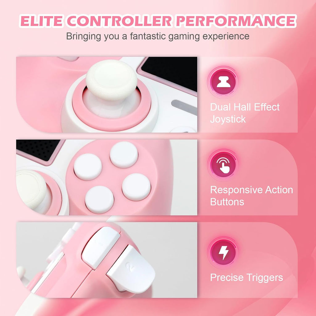 Paquete de 2 controles para PS4 con tapones para joysticks, control inalámbrico con botones traseros programables para PS4/Pro/Slim/PC, batería de 1000mAh/vibración dual/joystick con efecto Hall/panel táctil/giroscopio de 6 ejes/entrada de 3.5 mm