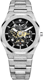 PIERRE RICHARDSON PR5721 Reloj esqueleto para hombre, acero inoxidable plateado, automático, 1.614 in, zafiro, 5ATM