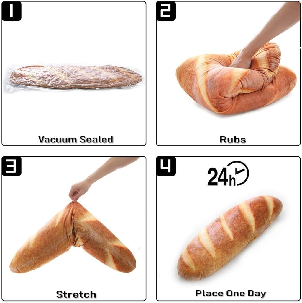 Levenkeness - Almohada en forma de pan 3D, suave almohada de simulación de pan con forma de hogaza de tostada con mantequilla, juguete de peluche para decoración del hogar, 31.4 pulgadas