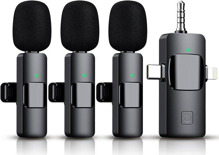 Micrófono Lavalier inalámbrico 3 en 1 para iPhone, iPad, Android, c...