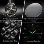 OLEVS Relojes para hombre de lujo de acero inoxidable 30M impermeable