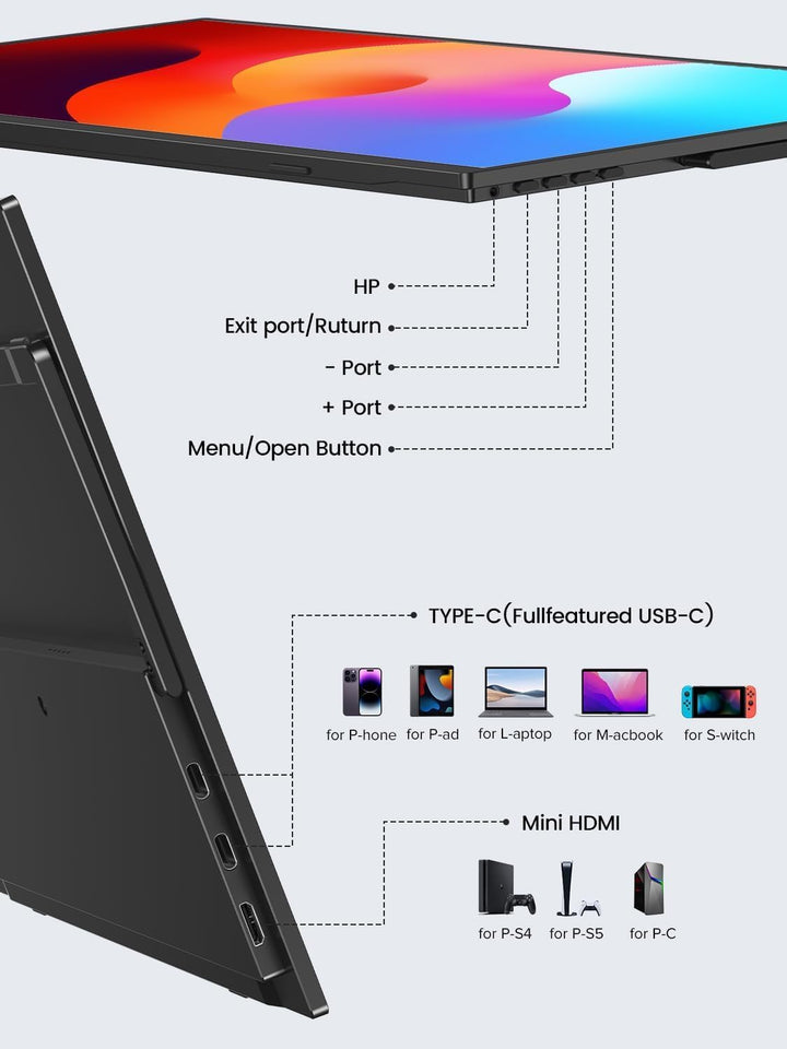UPERFECT Monitor portátil de 15.6", monitor ultradelgado para l...