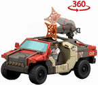 Mattel Jurassic World Vehículo Renacimiento con 1 Figura Humana y 1 Figura de Dinosaurio, Camión de Lanzamiento y Batalla, Figura de Martin Krebs y Raptor, Torreta y 2 Proyectiles