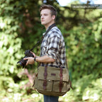 Kattee Bolsas de cuero vintage para cámara DSLR SLR para hombres